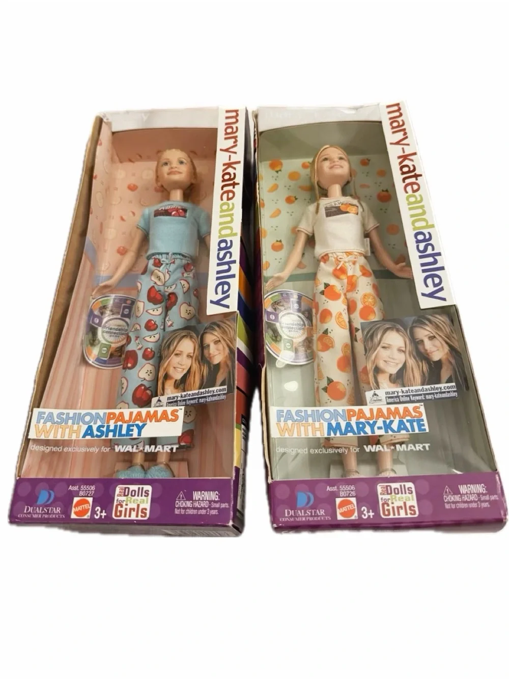 NIB Vintage 2002 Mary-Kate & Ashley Fashion Pajamas Dolls Mattel Walmart Excl